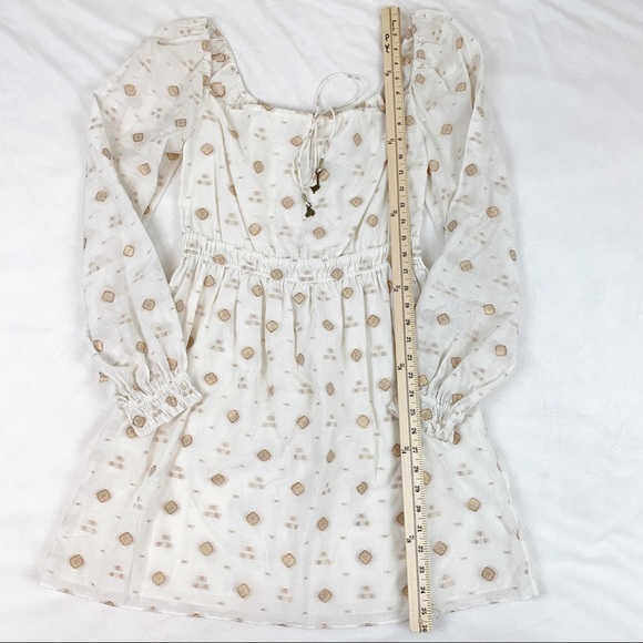 Joie Mianda Long Sleeve embroidered Dress square neck tassel - Picture 7 of 12